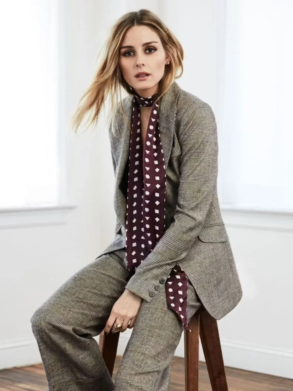 Vince Camuto 'Preppy Geo' Burgundy Silk Scarf